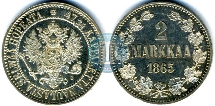 Picture 2 markkaa 1865 year S 