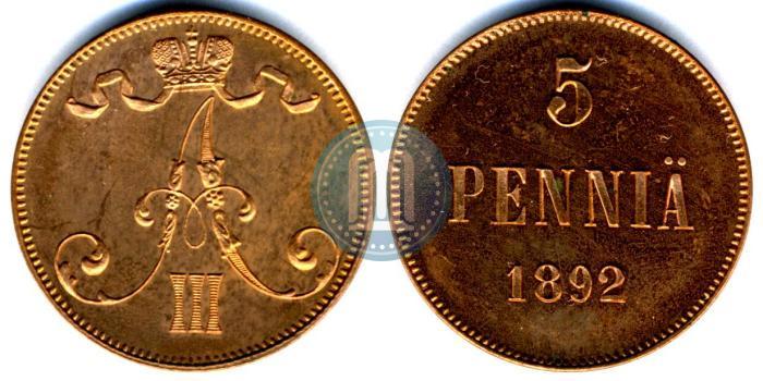 Фото 5 пенни 1892 года  