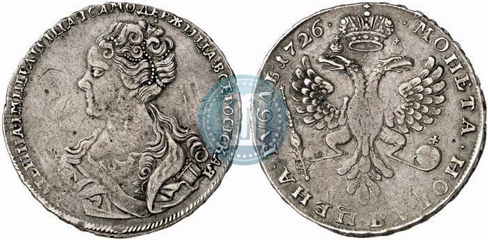 Picture 1 rouble 1726 year  "Moscow type, portrait turned to the left"