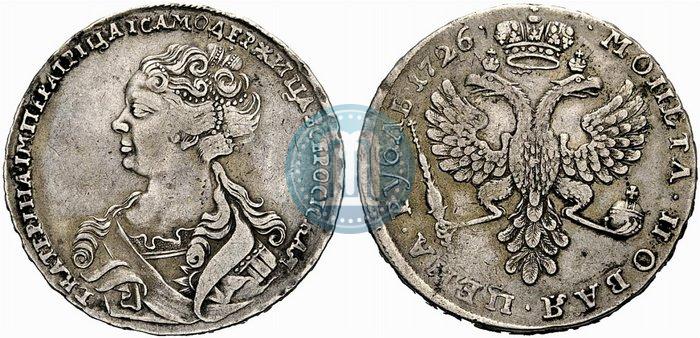 Фото 1 рубль 1726 года  "Московский тип, портрет влево"
