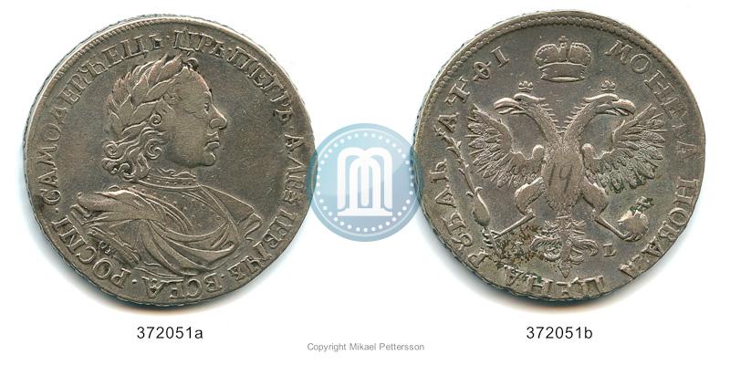 Picture 1 rouble 1719 year OK-IL-L "Portrait in armour"