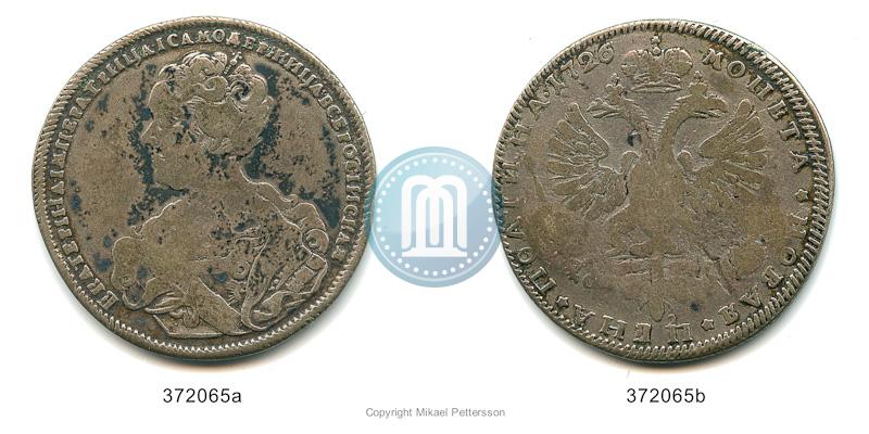 Picture Poltina 1726 year СПБ "Petersburg type, portrait turned to the left"