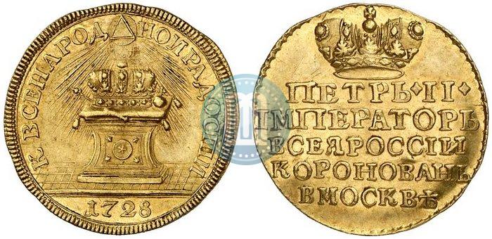 Picture Token Coin 1728 year  "Coronation of the Emperor Peter II"