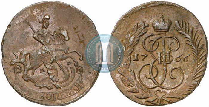 Фото 2 копейки 1766 года ММ 