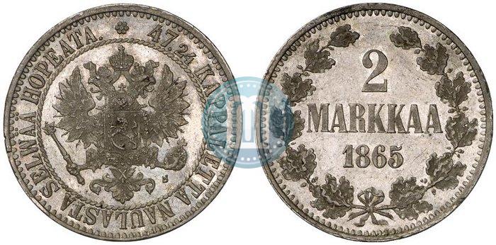 Picture 2 markkaa 1865 year S 