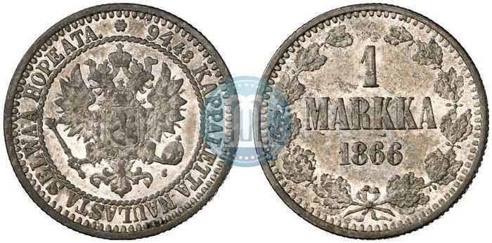Picture 1 markka 1866 year S 