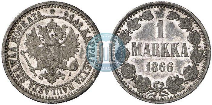 Picture 1 markka 1866 year S 