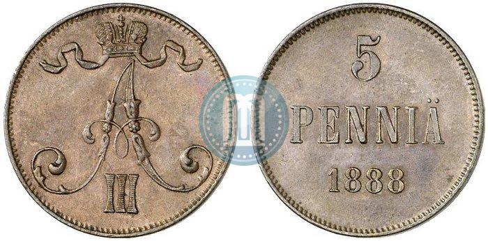 Фото 5 пенни 1888 года  