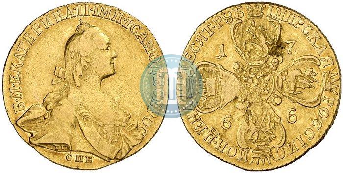 Picture 10 roubles 1766 year СПБ 