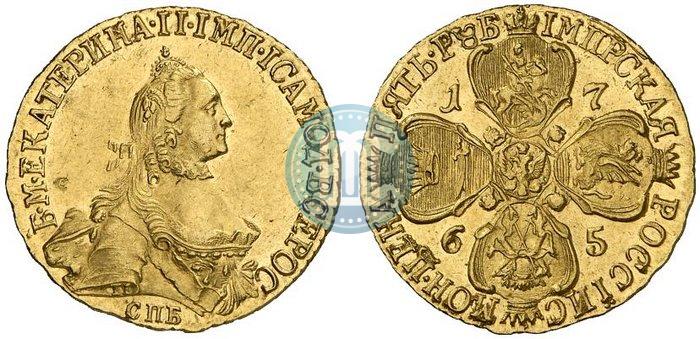 Picture 5 roubles 1765 year СПБ-Т.I. 