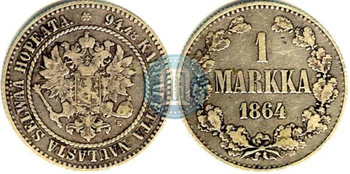 Picture 1 markka 1864 year S 