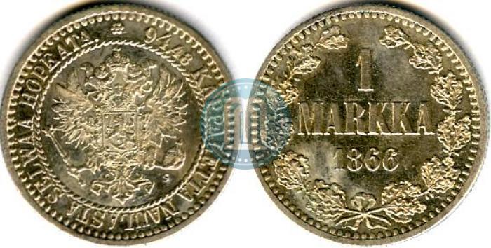 Picture 1 markka 1866 year S 