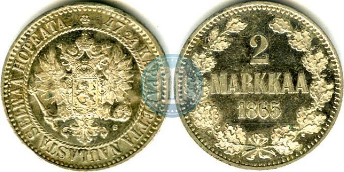 Picture 2 markkaa 1865 year S 