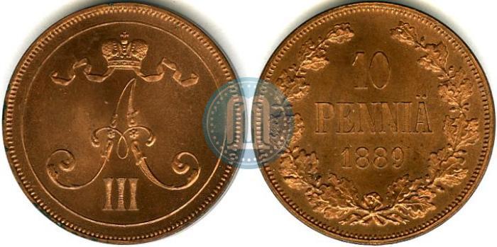 Picture 10 pennia 1889 year  