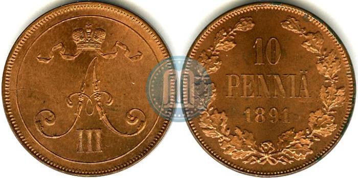 Picture 10 pennia 1891 year  