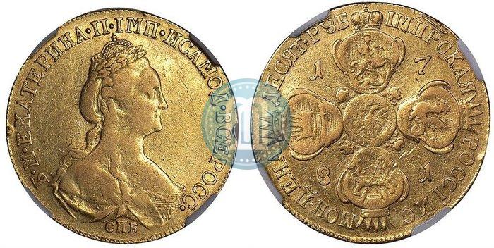Picture 10 roubles 1781 year СПБ 