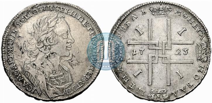 Фото 1 рубль 1723 года  "Портрет в античных доспехах"
