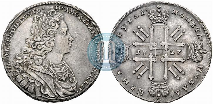 Фото 1 рубль 1727 года  "Московский тип"