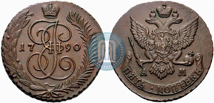 Picture 5 kopecks 1790 year АМ 