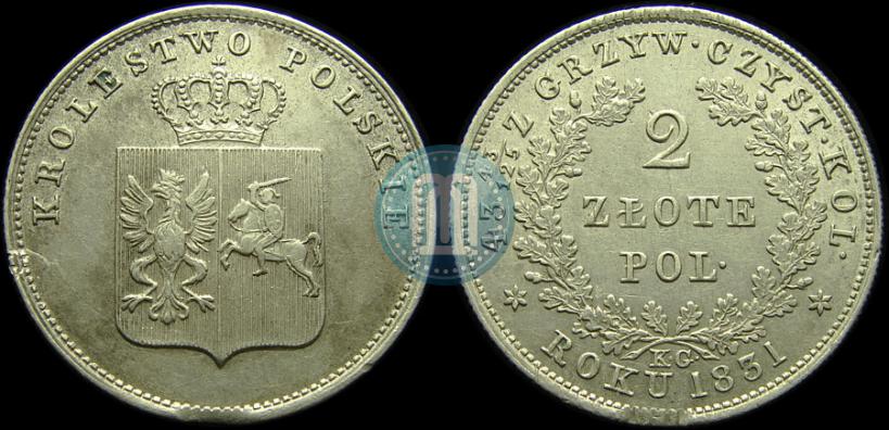 Picture 2 złote 1831 year KG "Polish uprising"
