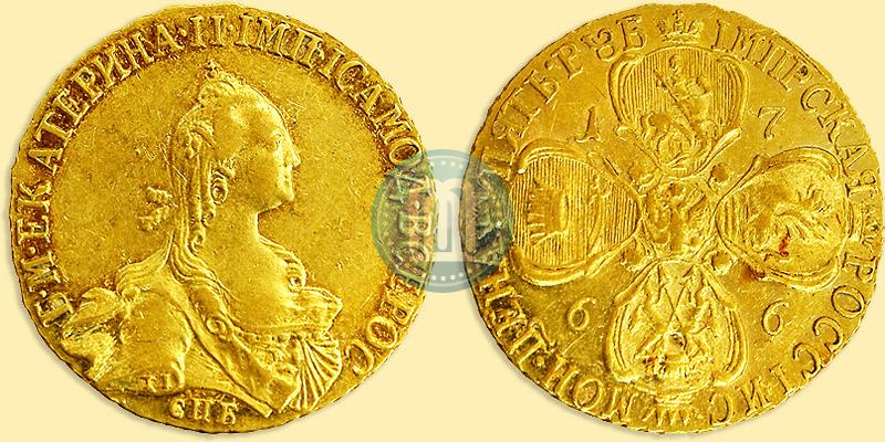 Picture 5 roubles 1766 year СПБ 