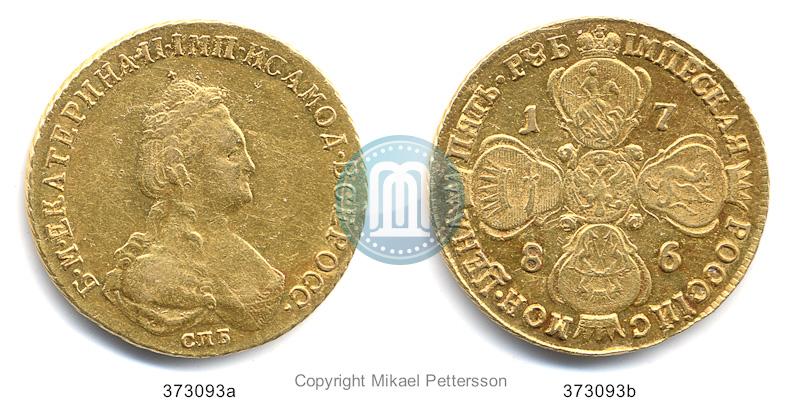 Фото 5 рублей 1786 года СПБ 