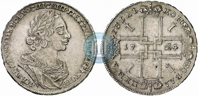 Фото 1 рубль 1724 года  "Портрет в античных доспехах"
