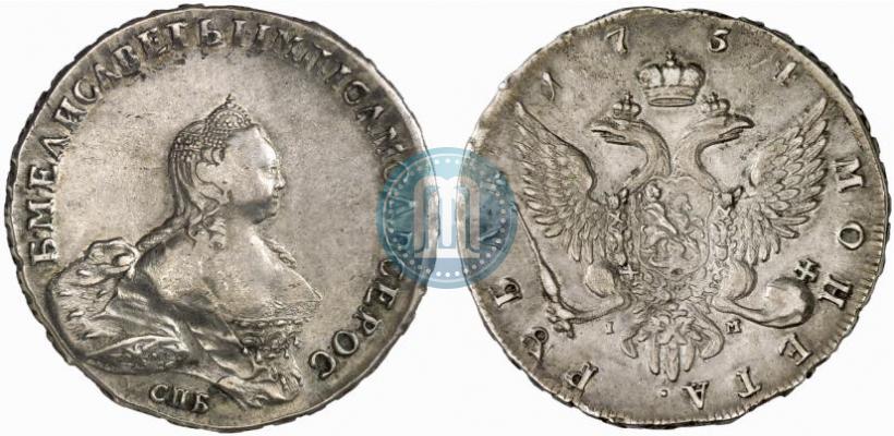 Picture 1 rouble 1754 year СПБ-IМ "Portrait by Benjamin Scott"