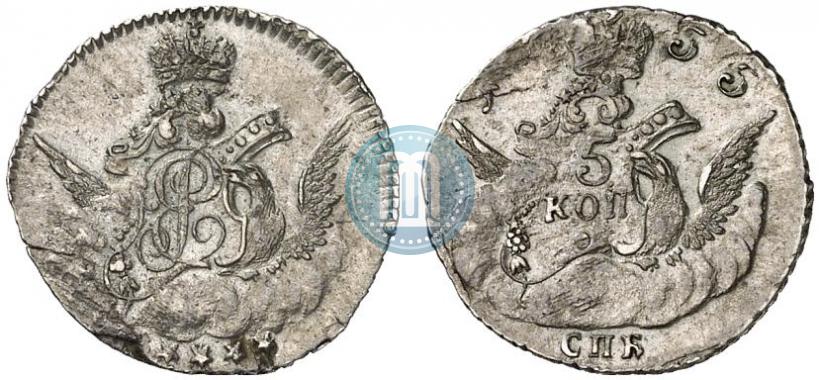 Фото 5 копеек 1755 года СПБ 