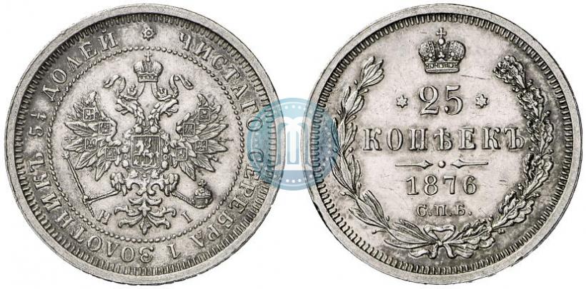 Фото 25 копеек 1876 года СПБ-НІ 