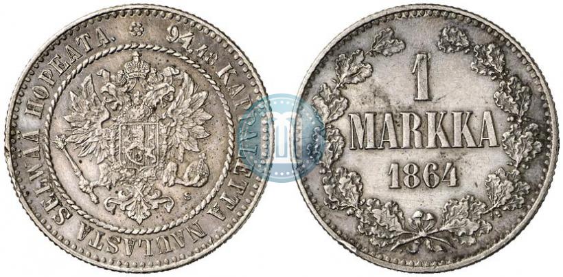 Picture 1 markka 1864 year S 