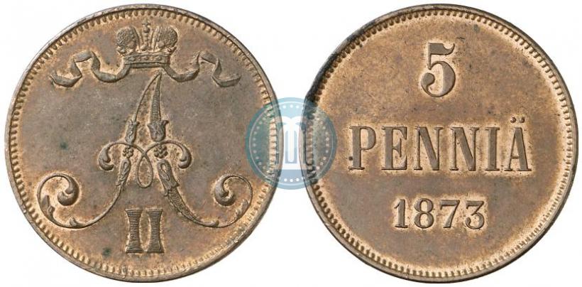 Фото 5 пенни 1873 года  