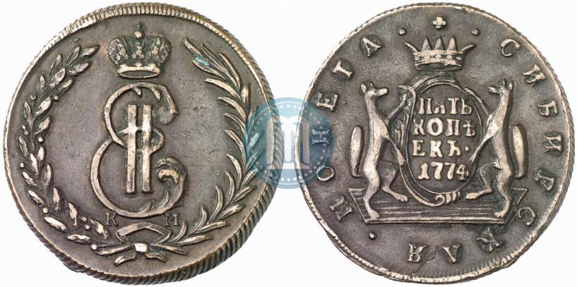 Picture 5 kopecks 1774 year КМ 
