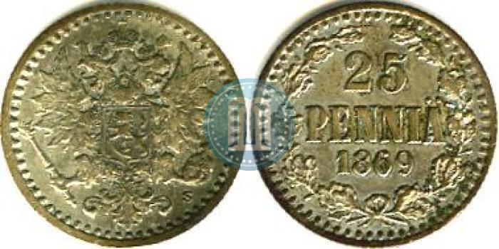 Фото 25 пенни 1869 года S 