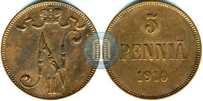 Picture 5 pennia 1910 year  