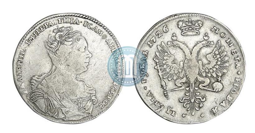 Фото 1 рубль 1726 года  "Московский тип, портрет вправо"