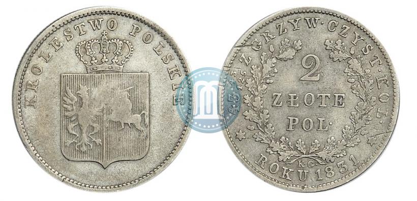Picture 2 złote 1831 year KG "Polish uprising"