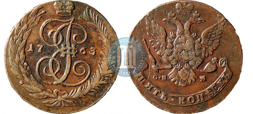 Picture 5 kopecks 1763 year СПМ 