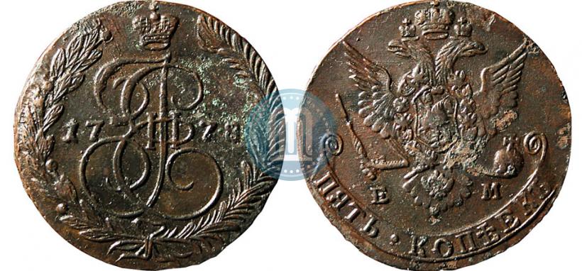 Picture 5 kopecks 1778 year ЕМ 
