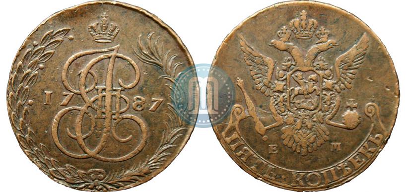 Фото 5 копеек 1787 года ЕМ 