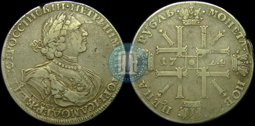 Picture 1 rouble 1724 year СПБ "Sun rouble, portrait in armour"