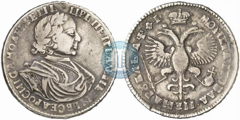 Фото 1 рубль 1719 года  "Портрет в латах"