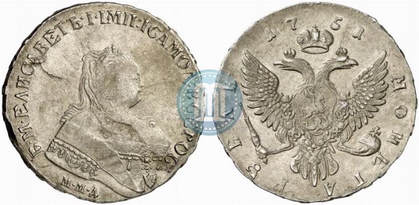 Фото 1 рубль 1751 года ММД 