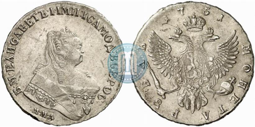 Фото 1 рубль 1751 года ММД-А 