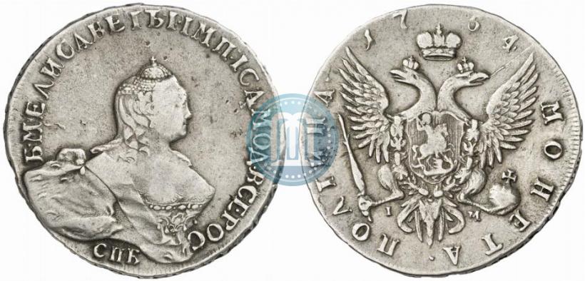 Фото Полтина 1754 года СПБ-IМ "Портрет работы Бенджамина Скотта"