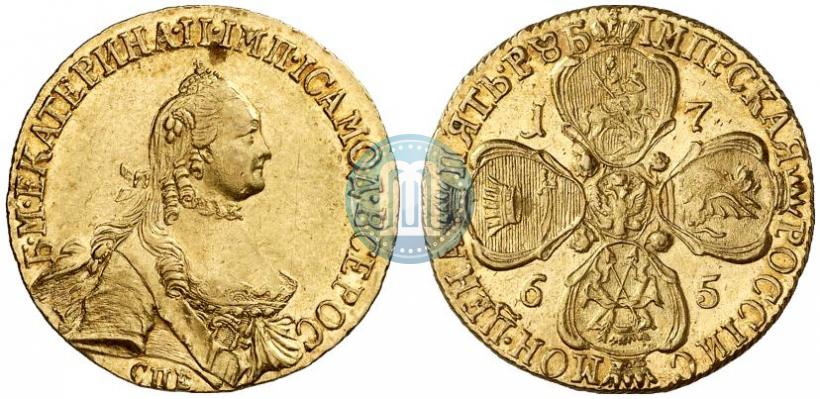 Фото 5 рублей 1765 года СПБ 