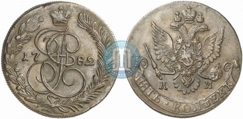 Фото 5 копеек 1782 года КМ 