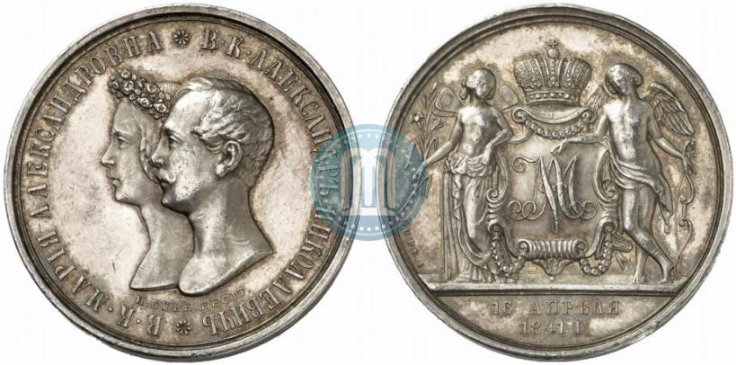 Фото Медаль 1841 года H. GUBE. FECIT "В память бракосочетания наследника престола"
