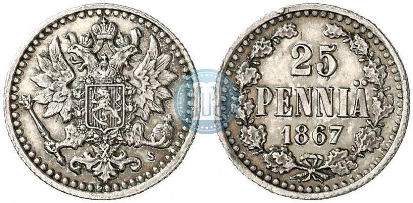 Фото 25 пенни 1867 года S 