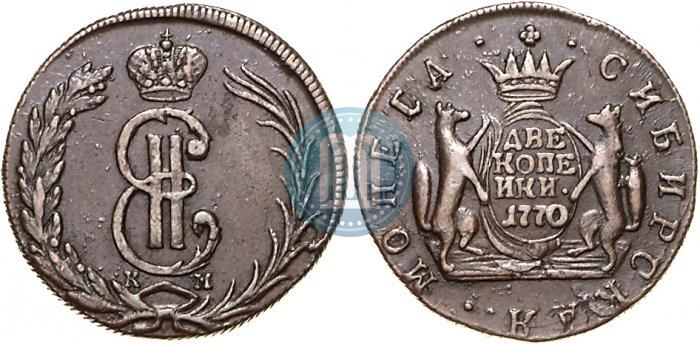 Фото 2 копейки 1770 года КМ 